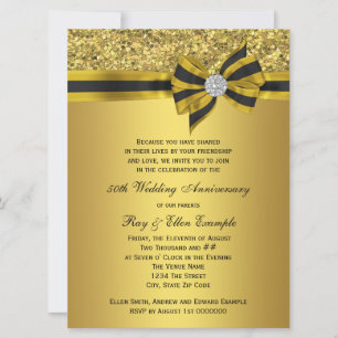 Elegantes Gold Bow Party zum 50. Jubiläum Einladung