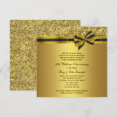 Elegantes Gold Bow Party zum 50. Jubiläum Einladung (Vorne/Hinten)