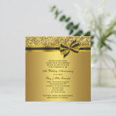 Elegantes Gold Bow Party zum 50. Jubiläum Einladung (Stehend Vorderseite)