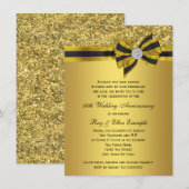 Elegantes Gold Bow Party zum 50. Jubiläum Einladung (Vorne/Hinten)
