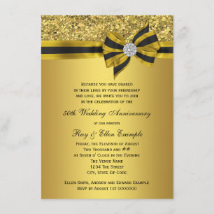Elegantes Gold Bow Party zum 50. Jubiläum Einladung
