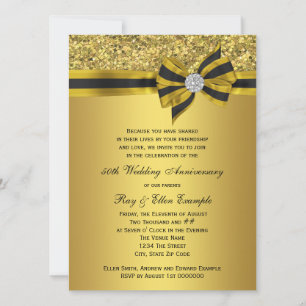Elegantes Gold Bow Party zum 50. Jubiläum Einladung