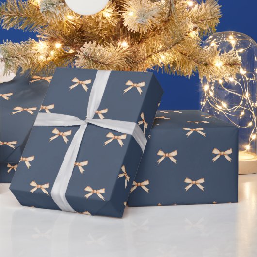 Elegantes Gold Bow Weihnachtswrapping Paper Geschenkpapier (Feiertage)