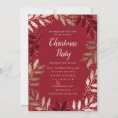 Elegantes Gold Branch Foliage Weihnachts-Party Einladung (Vorderseite)