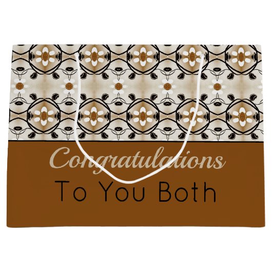 Elegantes Gold braun und schwarz Große Geschenktüte (Vorderseite)