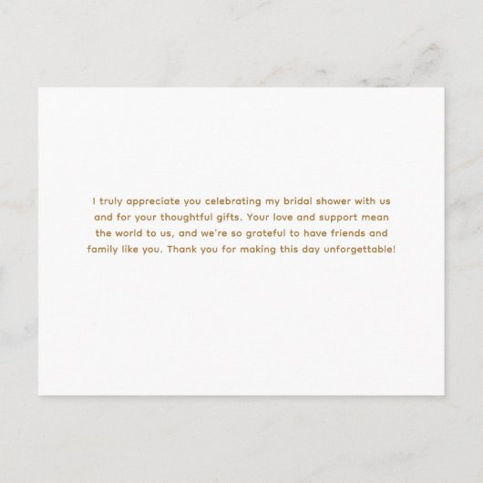 Elegantes Gold Brautparty Dankeschön Card Einladungspostkarte (Rückseite)