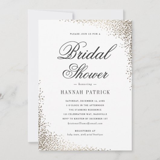 Elegantes Gold-Brautparty Einladung (Vorderseite)