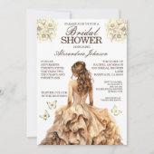 Elegantes Gold Brautparty Extravagante Kleidung Ei Einladung (Vorderseite)