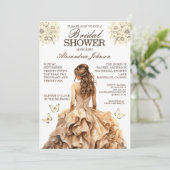 Elegantes Gold Brautparty Extravagante Kleidung Ei Einladung (Stehend Vorderseite)