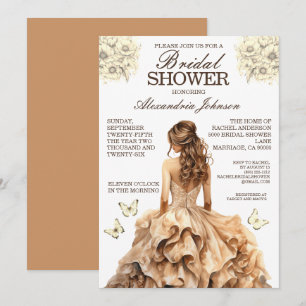 Elegantes Gold Brautparty Extravagante Kleidung Ei Einladung