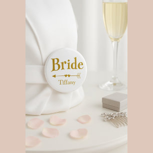 Elegantes Gold Bride Name Junggeselinnen-Abschied Button