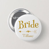 Elegantes Gold Bride Name Junggeselinnen-Abschied  Button (Vorne & Hinten)