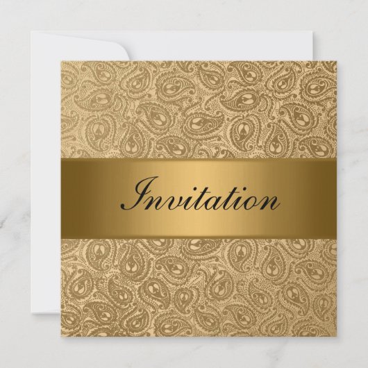 Elegantes Gold Bronze Paisley Event Party Einladung (Vorderseite)