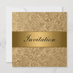 Elegantes Gold Bronze Paisley Event Party Einladung