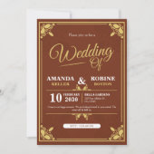 Elegantes Gold & Brown Einladungen für Hochzeiten (Vorderseite)