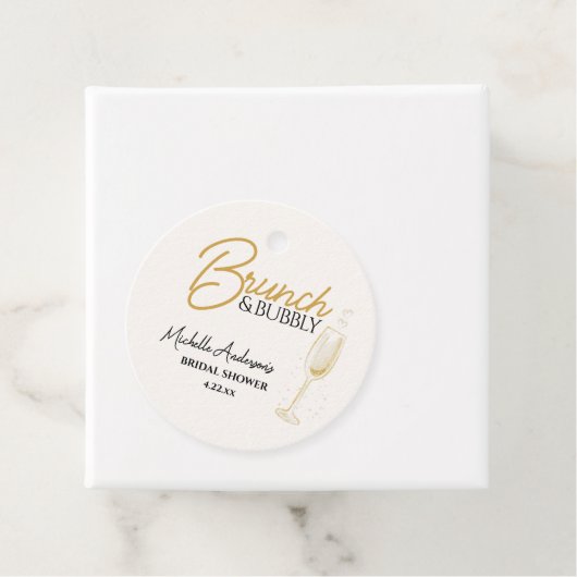 Elegantes Gold Brunch & Bubbly Brautabschied Geschenkanhänger (Beispiel)