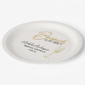 Elegantes Gold Brunch & Bubbly Brautabschied Pappteller (Schrägansicht)