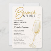 Elegantes Gold Brunch & Bubbly Brautparty Einladung (Vorderseite)