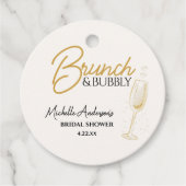 Elegantes Gold Brunch & Bubbly Brautparty Geschenkanhänger (Vorderseite)
