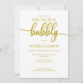 Elegantes Gold Brunch und Bubbly Brautparty Einladung (Vorderseite)