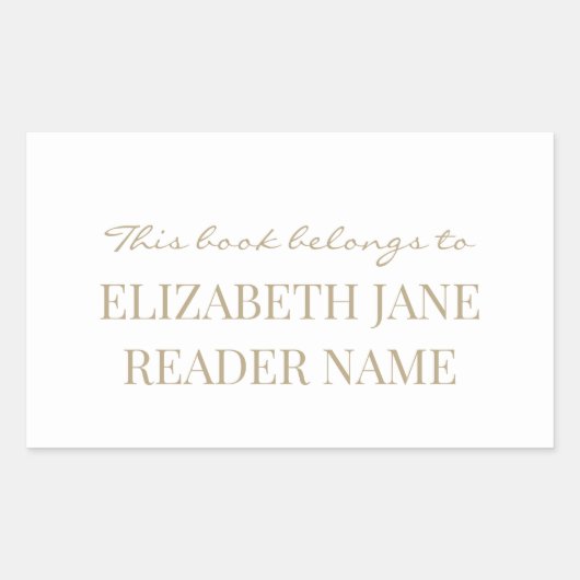 Elegantes Gold-Buchzeichen-Label für Personalisier Rechteckiger Aufkleber (Vorderseite)