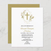 Elegantes Gold/BUDGET/Taufen Einladung. (Vorne/Hinten)