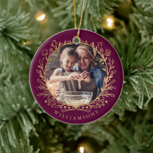 Elegantes Gold & Burgund Foto Banca del Gottardo Keramik Ornament
