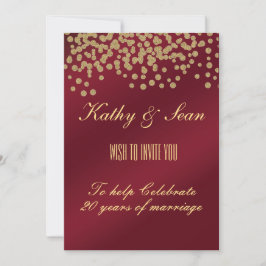 Elegantes Gold & Burgund Jubiläum Einladung