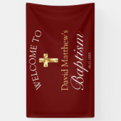 Elegantes Gold Burgundy Baby Baptisse Begrüßungsba Banner (Vertikal)