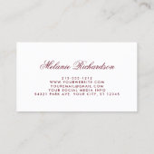 Elegantes Gold Burgundy Blaue Wasserfarbe Visitenkarte (Rückseite)