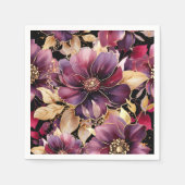 Elegantes Gold Burgundy Blumenmuster Serviette (Vorderseite)