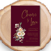 Elegantes Gold Burgundy Floral Brautparty Einladung