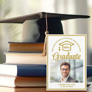 Elegantes Gold Business School Abschluss MBA Foto Ankündigung