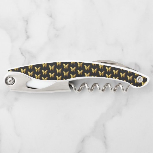 Elegantes Gold Butterfly-Muster Kellnermesser (Vorderseite)