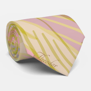 Elegantes Gold Butterfly Pink Violet Muster Krawatte