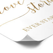 Elegantes Gold Calligrafy Alcohol Liebe Story Sign Poster (Ecke)