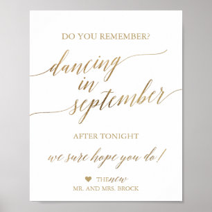 Elegantes Gold Calligrafy Dancing im September Sig Poster