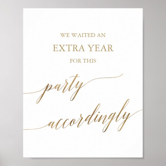 Elegantes Gold Calligrafy Party Dementsprechend si Poster (Vorne)