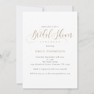 Elegantes Gold Calligraphy Brautparty Einladung