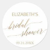Elegantes Gold Calligraphy Brautparty Gevor Runder Aufkleber (Vorderseite)