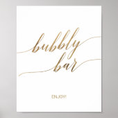 Elegantes Gold Calligraphy Bubbly Bar Sign Poster (Vorne)
