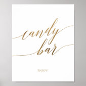 Elegantes Gold Calligraphy Candy Bar Sign Poster (Vorne)