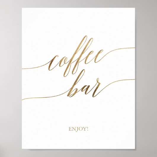 Elegantes Gold Calligraphy Coffee Bar Sign Poster (Vorne)