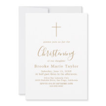 Elegantes Gold Calligraphy Cross Christening