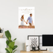 Elegantes Gold Calligraphy Foto Hochzeit Willkomme Poster (Heimbüro)