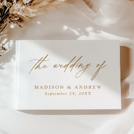 Elegantes Gold Calligraphy Foto Wedding Gästebuch