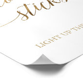 Elegantes Gold Calligraphy Glow Sticks Zeichen Poster (Ecke)