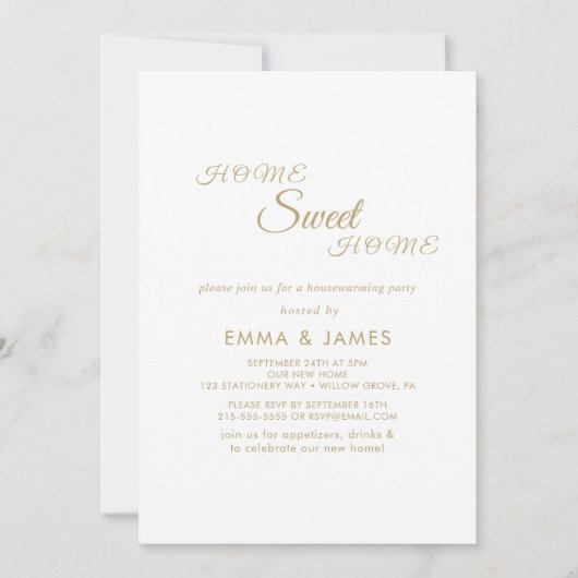 Elegantes Gold Calligraphy Housewarming Party Einladung (Vorderseite)