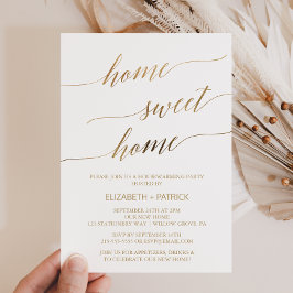 Elegantes Gold Calligraphy Housewarming Party Einladung