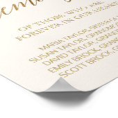 Elegantes Gold Calligraphy Ivory Love Memory Sign Poster (Ecke)